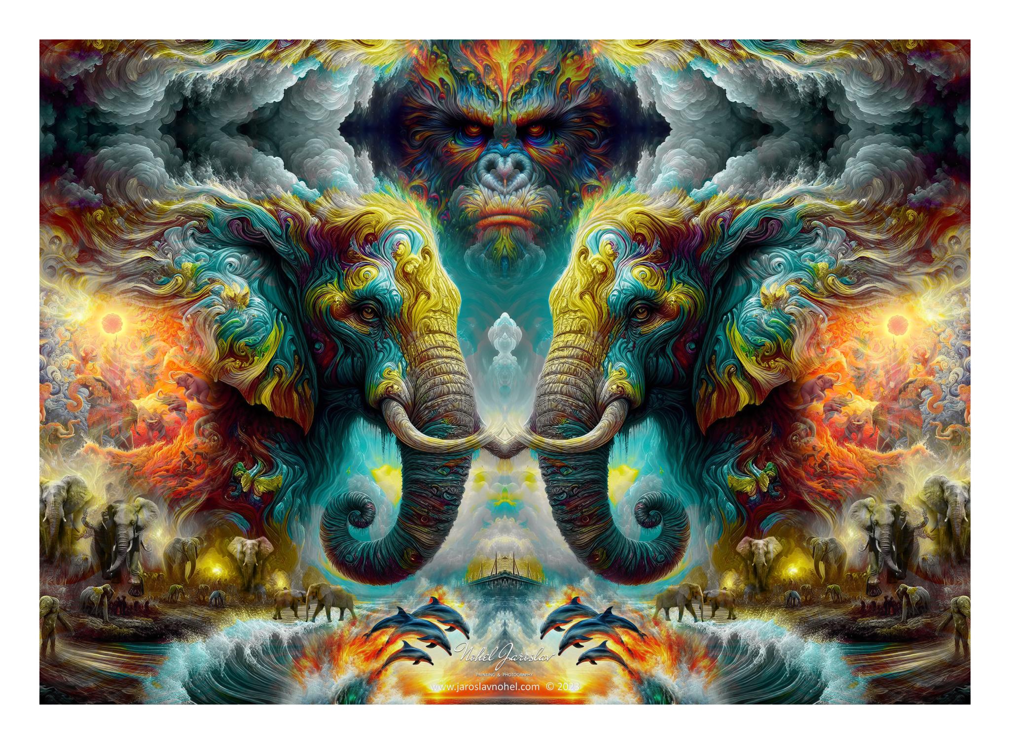 Elephants paradise - green version